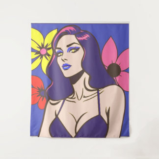 Tenture Style bande dessinée jolie femme Tapestry