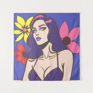 Tenture Style bande dessinée jolie femme Tapestry