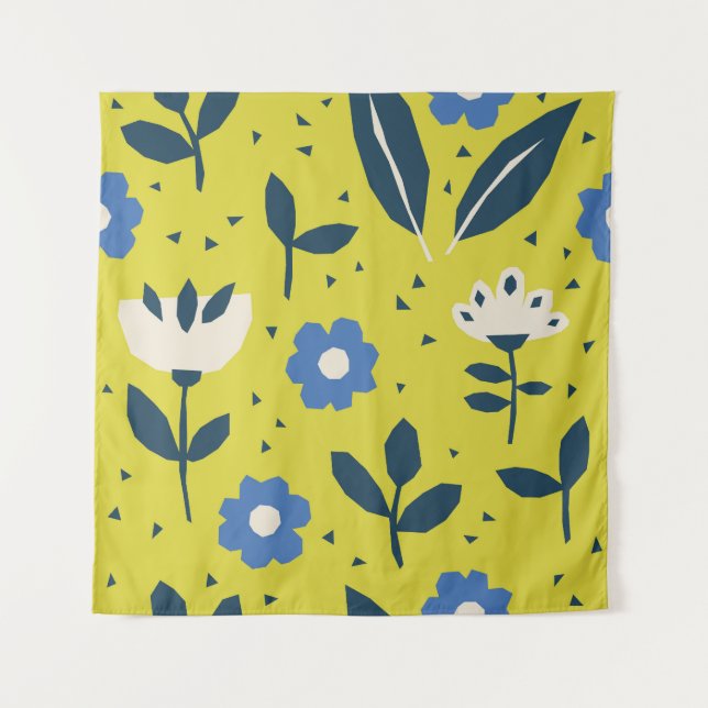 Tenture Style scandinave, motif sans couture fleurie. (Devant)