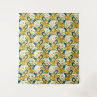 Style William Morris Tulp Tissu Floral sarcelle et
