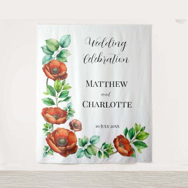 Tenture Sublime aquarelle Coquelicots rouges dans un style (Devant)