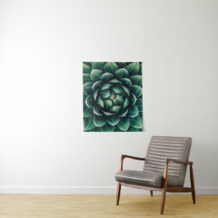 Tenture Succulent vert et blanc