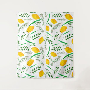 Tenture Sukkah, souccot, Etrog, fêtes juives, shofar,