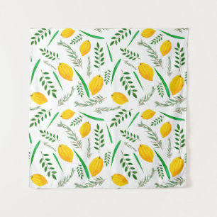 Tenture Sukkah, souccot, Etrog, fêtes juives, shofar,