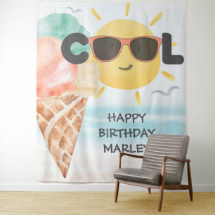 Tenture Summer Cool   Glace de plage tropicale Anniversair