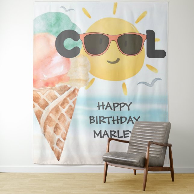 Tenture Summer Cool | Glace de plage tropicale Anniversair (En situation)