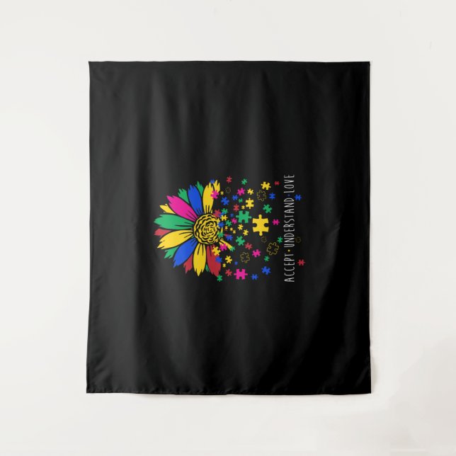 Tenture Sunflower Accepter Comprendre l'Amour Monde Autism (Devant)