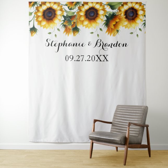 Tenture Sunflowers Jaune Mariage Photo Booth (En situation)
