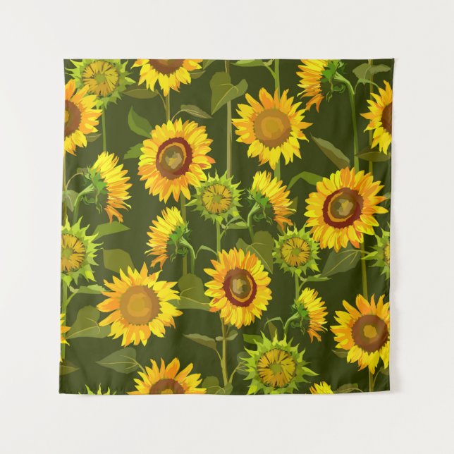 Tenture Sunflowers motif continu été (Devant)