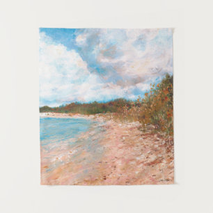 Tenture Sunny Beach Day Blue Sky Puffy Nuages Peinture