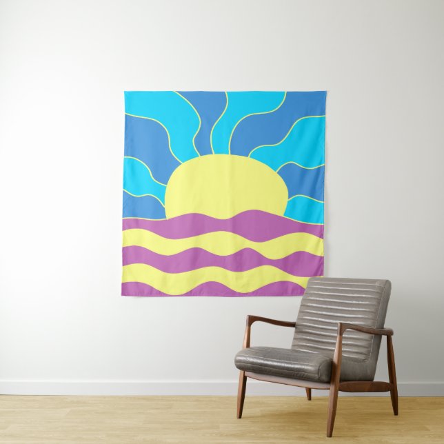 Tenture Sunrise et Waves Art Abstrait (En situation)