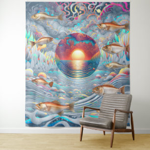 Tenture Sunset de poisson