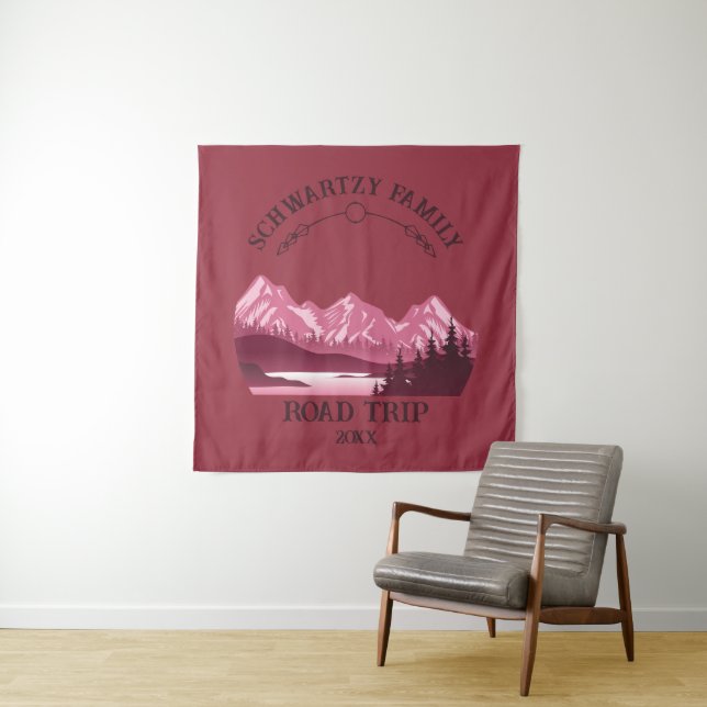 Tenture Sunset vintage Red Mountain Lake (En situation)