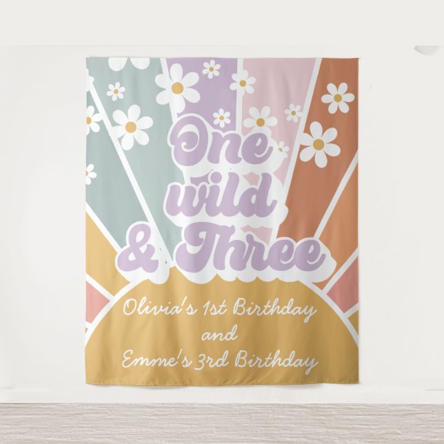 Tenture Super Un Wild Trois Retro Sunshine Rainbow Daisy (Devant)