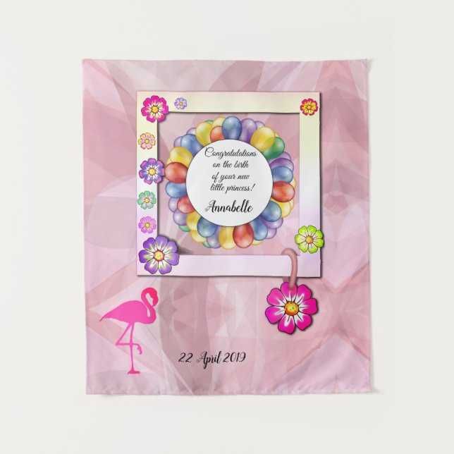 Tenture Superbe Elégant Flamant rose Floral Personnaliser (Devant)