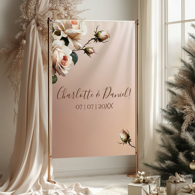 Tenture Superbe Mariage de Rose d'huile beige (Gorgeous Blush Beige Oil Rose Wedding Tapestry)