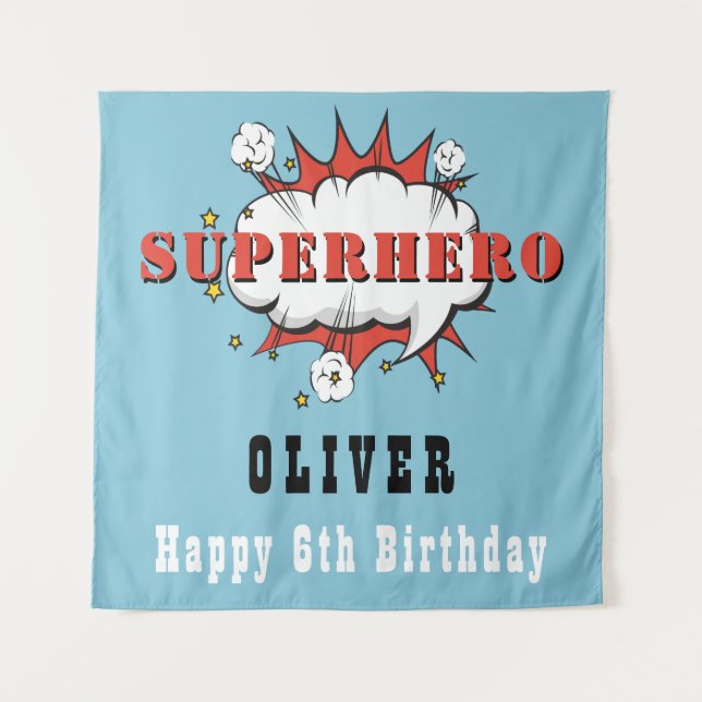 Tenture Superhero Comic Speech Bubble Boy Anniversaire Par (Devant)