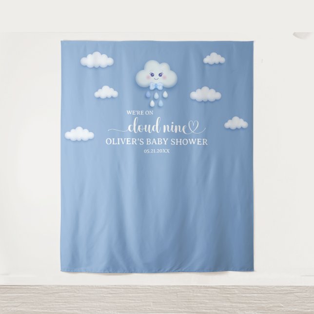 Tenture Sur Cloud Neuf Baby shower Blue Boy Moderne (Devant)