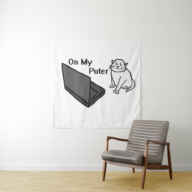 Tenture Sur Mon Ordinateur Drôle De Chat Blanc Mème (En situation)