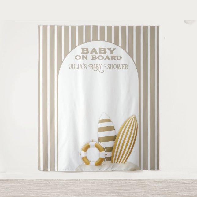 Tenture Surf Board Baby Shower Custom Gender Neutral (Devant)