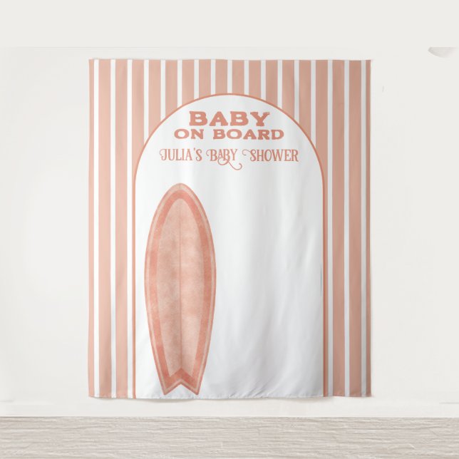 Tenture Surf Board Baby Shower Custom Photo Wall Banner (Devant)