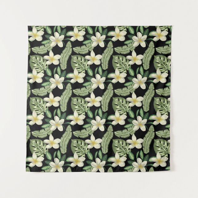 Tenture Surface florale motif Fleurs tropicales et feuille (Devant)