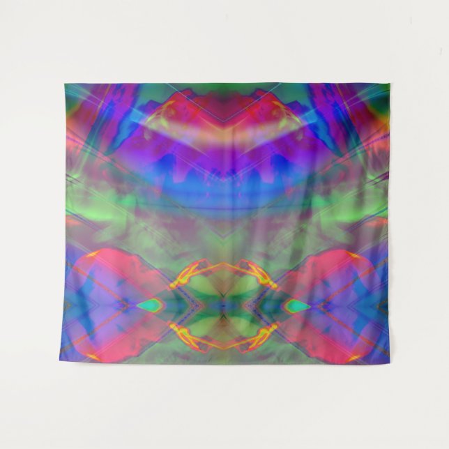 Tenture Surreal Abstrait Vert rose bleu violet (Devant (Horizontal))