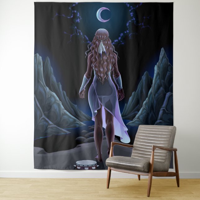 Tenture Surreal Moonlight Girl (En situation)