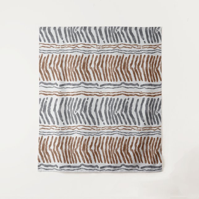 Tenture Suspension murale moderne boho gris marron (Devant)