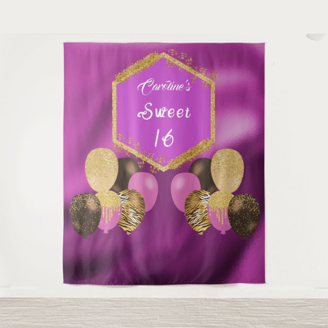 Tenture Sweet 16 Ballons de Parties scintillant et de Part (Devant)