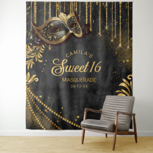 Tenture Sweet 16 Masquerade Black Photo Backdrop ID1032