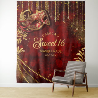 Tenture Sweet 16 Masquerade Rouge or photo fond ID1032