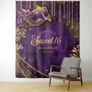 Tenture Sweet 16 Masquerade violet fond photo ID1032
