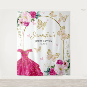 Tenture Sweet 16 Party fond - Robe Florale Papillon