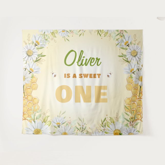 Tenture Sweet One Bumblebee 1er Premier garçon fête d'anni (Devant (Horizontal))