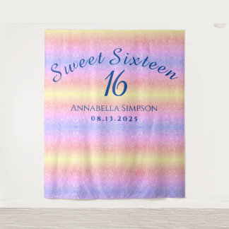 Tenture Sweet sixteen 16 Parties scintillant Rainbow perso