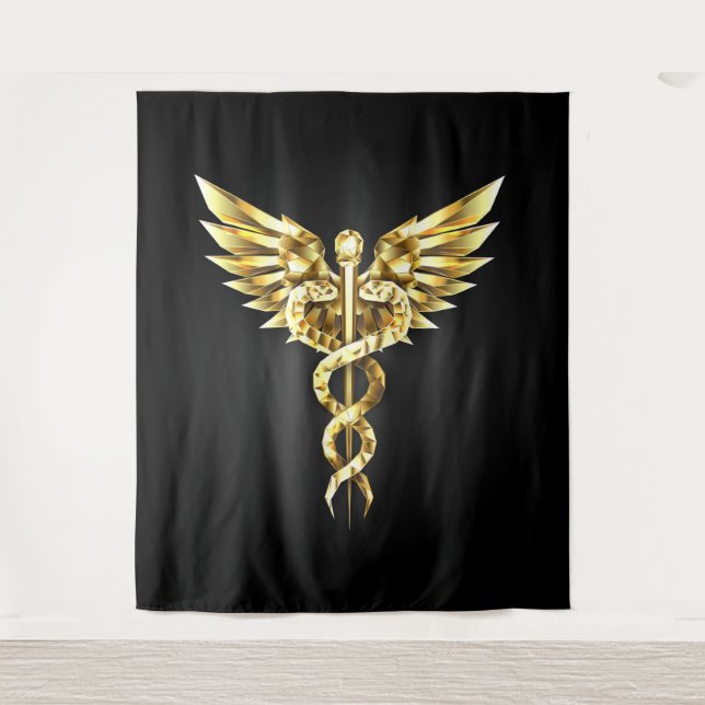 Tenture Symbole caducee polygonal or (Devant)