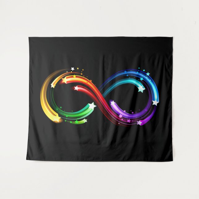 Tenture Symbole de l'infini de comètes arc-en-ciel (Devant (Horizontal))