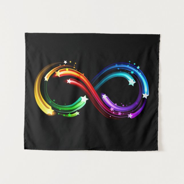 Tenture Symbole de l'infini des comètes arc-en-ciel (Devant (Horizontal))