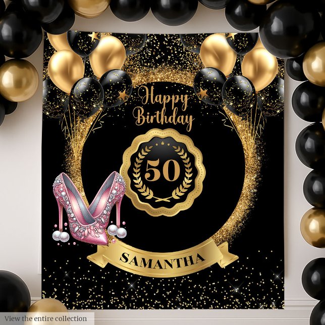 Tenture Symbole de luxe Rose Gold High Heels 50e anniversa (Luxury Rose Gold High Heels 50th Birthday Sign Tapestry)