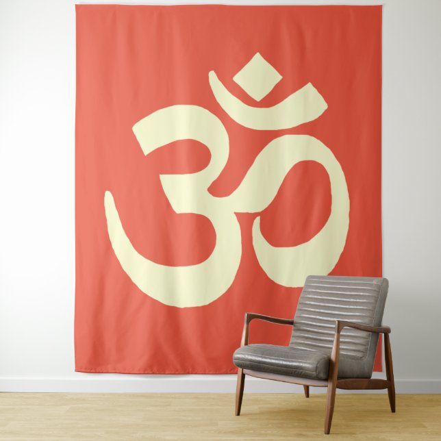 Tenture Symbole de Namaste orange jaune (En situation)