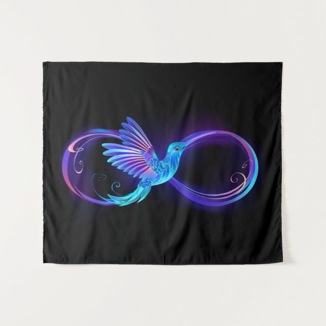 Tenture Symbole de Neon Infinity par Glowing Hummingbird (Devant (Horizontal))