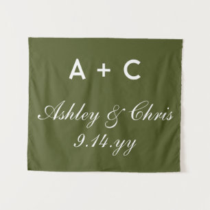 Tenture Symbole de réception de mariage personnalisé Olive