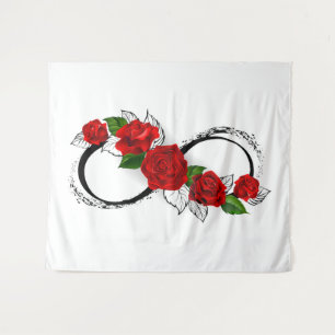Tenture Symbole d'infini avec roses rouges