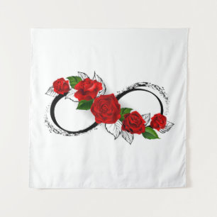 Tenture Symbole d'infini avec roses rouges