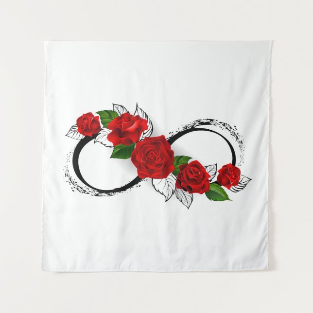 Tenture Symbole d'infini avec roses rouges (Devant)
