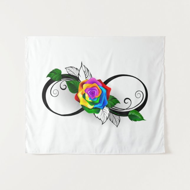 Tenture Symbole infini avec rose arc-en-ciel (Devant (Horizontal))