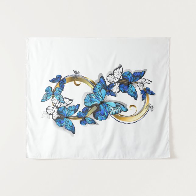 Tenture Symbole infini de papillons Morpho bleus (Devant (Horizontal))