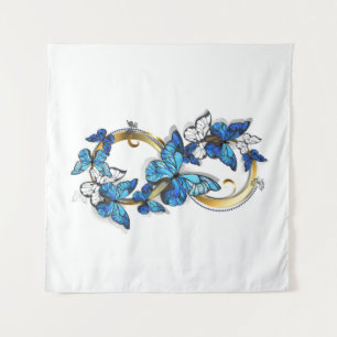Tenture Symbole infini de papillons Morpho bleus