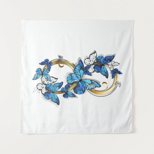 Tenture Symbole infini de papillons Morpho bleus (Devant)